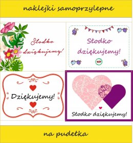 ETYKIETY NAKLEJKI NA PUDEŁKA CIASTO dla gości x1