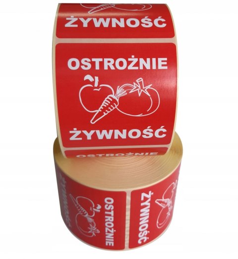 OSTROŻNIE ŻYWNOŚĆ etykieta samoprzylepna naklejka 1000szt. OSTROŻNIE ŻYWNOŚĆ etykieta samoprzylepna naklejka 1000szt.