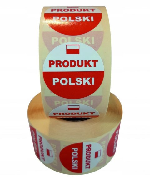 PRODUKT POLSKI etykieta naklejka OKRĄGŁA 1000 szt PRODUKT POLSKI etykieta naklejka OKRĄGŁA 1000 szt