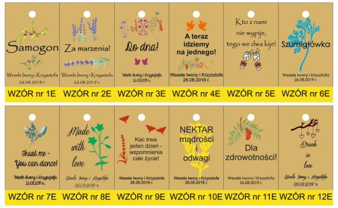 ZAWIESZKI na wódkę alkohol butelki EKO wesele25szt ZAWIESZKI na wódkę alkohol butelki EKO wesele25szt