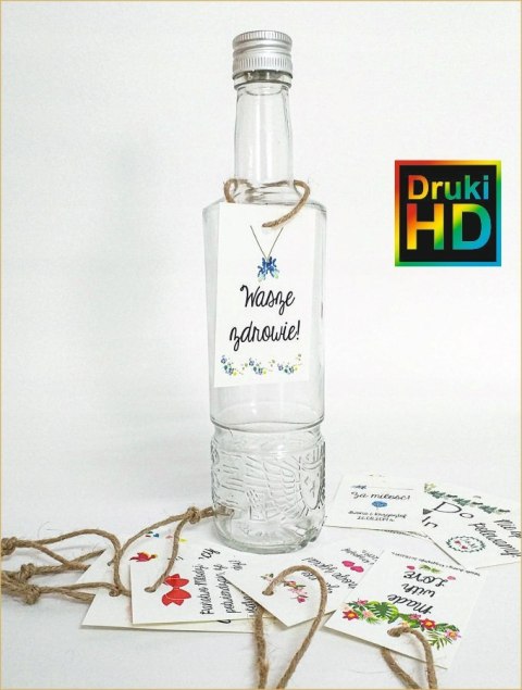 ZAWIESZKI na wódkę alkohol butelki WESELE 25szt ZAWIESZKI na wódkę alkohol butelki WESELE 25szt